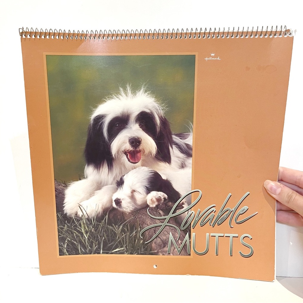 Vintage 1995 Hallmark Puppy Dog Wall Calendar Lovable Mutts Pin Up Planner Cute
